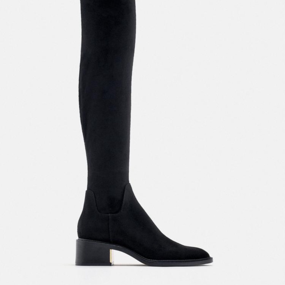 Zara Faux Suede Knee Boots NWT 37